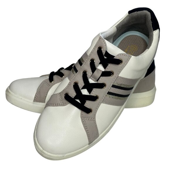 BZees® Happy Friday Sneaker | White and Gray Sneakers with Classic Design - Picture 1 of 12